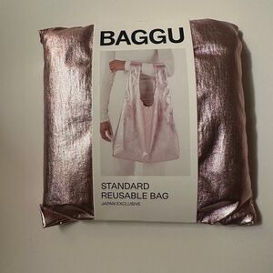 BAGGU STANDARD PINK Metallic Reusable Tote Shopping Bag Limited Exclusive Color